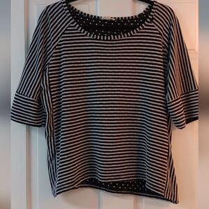 Jane and Delancey Black and White Striped Top